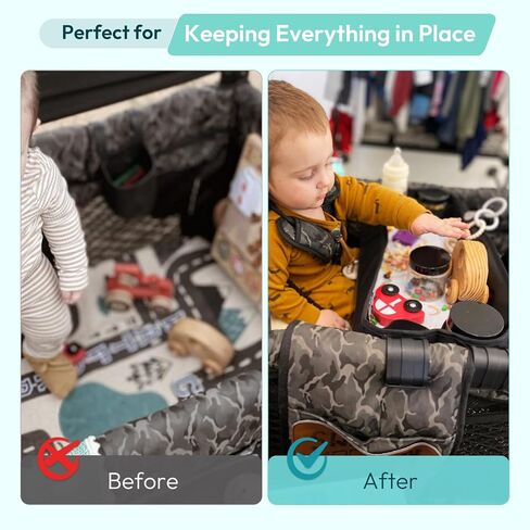 Double Sided Stroller Tray Fits for Wonderfold Wagon- Kids Snacks & Activities - Faux Leather Sides for Eating - 4 Cup Holders-W4 accessories, Easy to Use and Clean, Play On the Go (W4 Series) in Kuwait