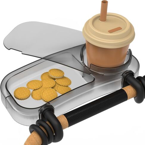 Universal Stroller Snack Tray, Cup Holder Stroller Tray with Silicone Arms | Upgraded Stroller Tray Attachment for Baby Toddler Holder, Stroller Accessories for Snacks On The Go with Dust Cover in Kuwait