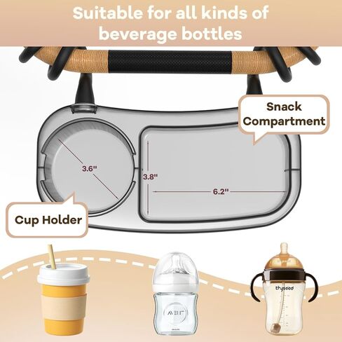 Universal Stroller Snack Tray, Cup Holder Stroller Tray with Silicone Arms | Upgraded Stroller Tray Attachment for Baby Toddler Holder, Stroller Accessories for Snacks On The Go with Dust Cover in Kuwait