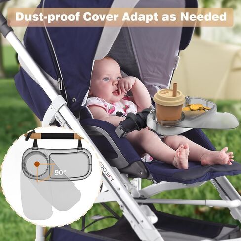 Universal Stroller Snack Tray, Cup Holder Stroller Tray with Silicone Arms | Upgraded Stroller Tray Attachment for Baby Toddler Holder, Stroller Accessories for Snacks On The Go with Dust Cover in Kuwait