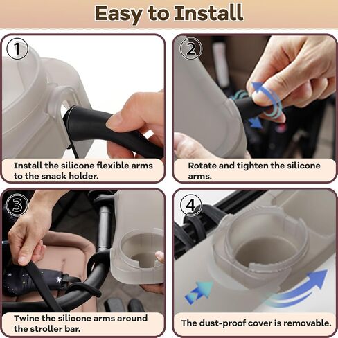 Universal Stroller Snack Tray, Cup Holder Stroller Tray with Silicone Arms | Upgraded Stroller Tray Attachment for Baby Toddler Holder, Stroller Accessories for Snacks On The Go with Dust Cover in Kuwait