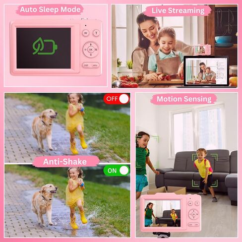 4K Digital Camera - 48MP Photos 32GB SD Card & Lanyard Included - Travel-Friendly, Digital Point and Shoot Camera, Kid-Sized, Small Camera Gift for Kids, Girls, Students & Teens in Kuwait