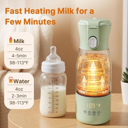 Portable Baby Bottle Warmer, 16000mAh Rechargeable Travel Milk Warmer | 7 Temp Settings, 316 Stainless Steel Fast Heating Leak-Proof Bottle Warmer for Breastmilk & Formula, Night Feeds & On the Go in Kuwait