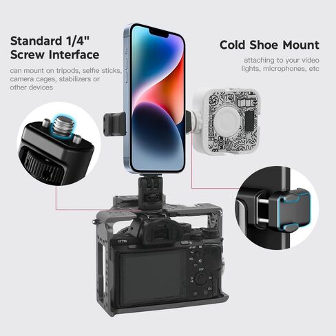 Leekai Aluminum Light Stand with Phone Holder, 83.9''/213cm Adjustable Tripod, Extendable Camera Phone Tripod with 1/4" Screw for Travel, DSLR Camera, Ring Light, Video Rig, Max Load 20 lbs in Kuwait