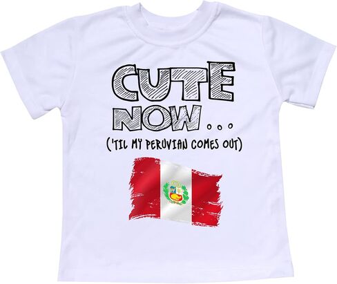 Cute Now... 'Til My Peruvian Comes Out Toddler Kids Peru Flag T-Shirt Top 2T-8T in Kuwait