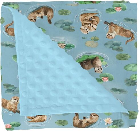 Cute Otters Family Baby Blankets for Girl Boy Sea Otters Fishes Corals Conches Soft Mink Dotted Backing Double Layer Swaddle Receiving Blanket Ocean Animals Bed Throws for Newborn Toddler Crib 30x40 in Kuwait