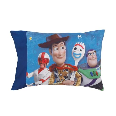 Disney Toy Story 4 - Blue, Green, Red & White 2 Pack Toddler Fitted Crib Sheet & Standard Size Pillowcase Set, Blue, Green, Red, White in Kuwait