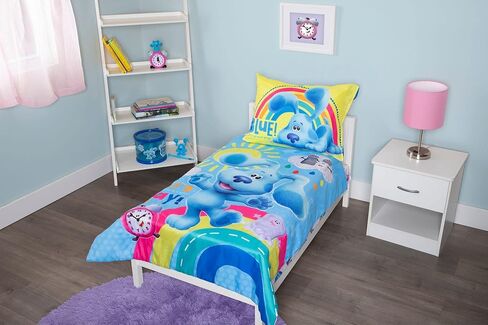 Blue's Clues 4 Piece Toddler Bedding Set - Includes Comforter, Fitted Sheet, Top Sheet, and Pillow Case - Blue's Clues Character Design for Toddler Bed in Kuwait
