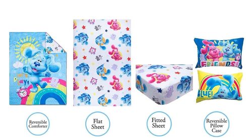 Blue's Clues 4 Piece Toddler Bedding Set - Includes Comforter, Fitted Sheet, Top Sheet, and Pillow Case - Blue's Clues Character Design for Toddler Bed in Kuwait