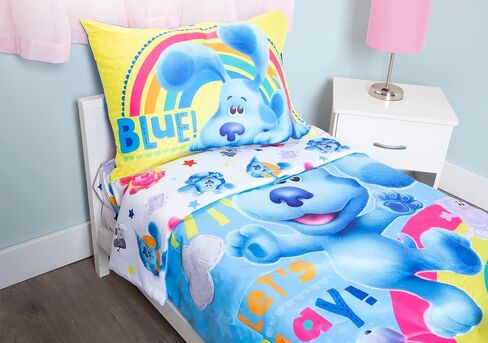 Blue's Clues 4 Piece Toddler Bedding Set - Includes Comforter, Fitted Sheet, Top Sheet, and Pillow Case - Blue's Clues Character Design for Toddler Bed in Kuwait
