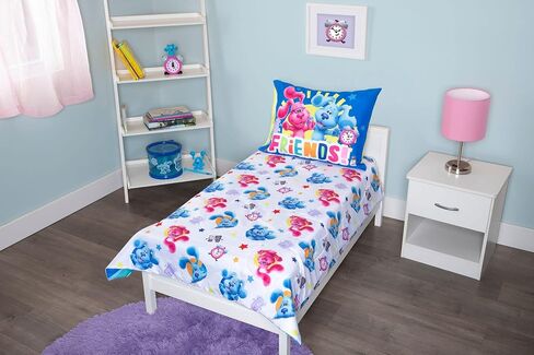 Blue's Clues 4 Piece Toddler Bedding Set - Includes Comforter, Fitted Sheet, Top Sheet, and Pillow Case - Blue's Clues Character Design for Toddler Bed in Kuwait