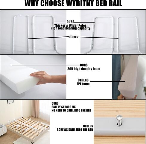 Bed Guard Rail for Toddlers, 59inch Foam Padded Side Rail for Queen King Twin Full Size Bed, Bedrail for Toddler, Bed Railing in Kuwait