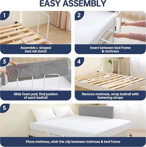 Bed Guard Rail for Toddlers, 59inch Foam Padded Side Rail for Queen King Twin Full Size Bed, Bedrail for Toddler, Bed Railing in Kuwait