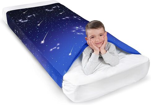 ODOXIA Sensory Compression Blanket | Spandex Bed Sheet for Kids & Adults | Deep Relaxing Feeling | Star Theme | Breathable & Stretchable | Queen in Kuwait