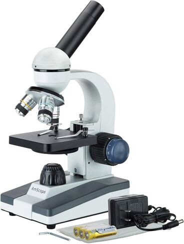 AmScope M150 Compound Monocular Microscope, WF10x Eyepiece, 400X | 40X-400X Magnification Range Compound Biological Microscope Built-In LED Illumination Brightfield Imaging Built-In in Kuwait