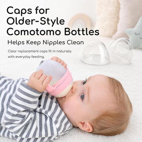 CHUBBIEE Bottle Caps for Classic Comotomo Baby Bottles, 2-Pack | Food-grade PP, concave easy-grip design, leak-resistant and dust protection, BPA-free and top-rack dishwasher safe. in Kuwait