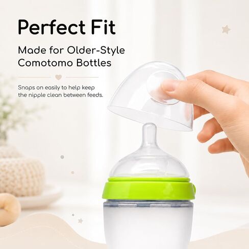 CHUBBIEE Bottle Caps for Classic Comotomo Baby Bottles, 2-Pack | Food-grade PP, concave easy-grip design, leak-resistant and dust protection, BPA-free and top-rack dishwasher safe. in Kuwait
