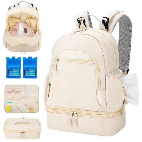 GDNasist Breast Pump Backpack Fit for Spectra S1 and S2 with Removable Cooler Compartment, Pumping Bag for Pump Accessories, Breast Pump Bag for Work, Travel and Family Use Beige in Kuwait