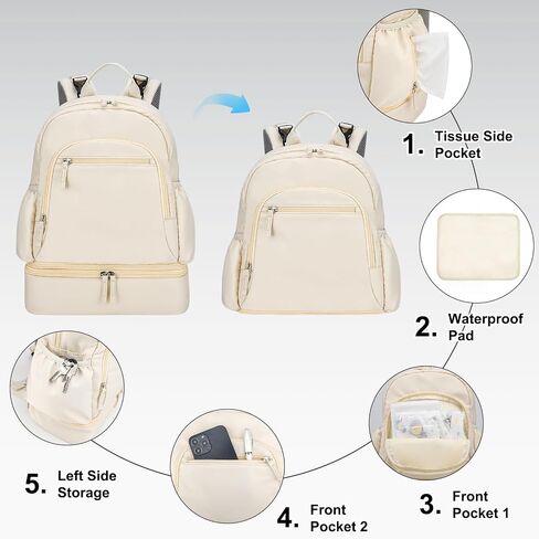 GDNasist Breast Pump Backpack Fit for Spectra S1 and S2 with Removable Cooler Compartment, Pumping Bag for Pump Accessories, Breast Pump Bag for Work, Travel and Family Use Beige in Kuwait