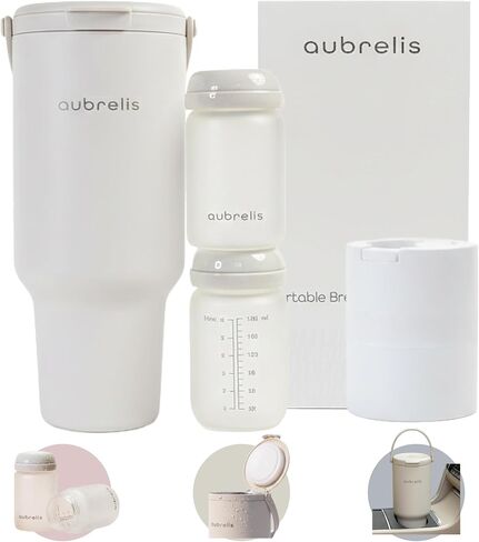 Portable Breast Milk Cooler 17oz with 2 Glass Baby Bottles, 24H Cooling No Ice Needed, Travel Essentials for Pumping Moms, Newborn Essentials Must Have, Coconut Milk Color in Kuwait