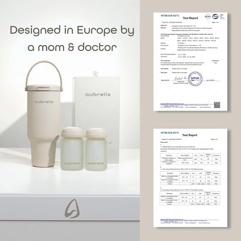 Portable Breast Milk Cooler 17oz with 2 Glass Baby Bottles, 24H Cooling No Ice Needed, Travel Essentials for Pumping Moms, Newborn Essentials Must Have, Coconut Milk Color in Kuwait