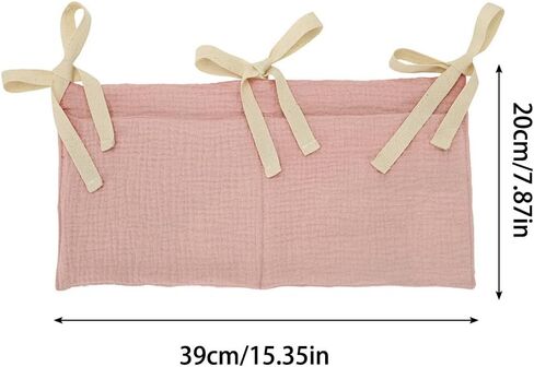 Surakey Baby Crib Pocket with Straps Hanging Baby Diaper Caddy Organizer, Diaper Stacker Classified Storage Bag Organizer for Nursery Diapers Wipes Baby Essentials (Light Beige) in Kuwait