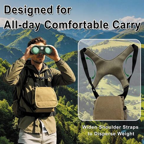 10x42 Hunting Binoculars with Laser Rangefinder, 1968 Yard | 0.15s Fast Ranging, Accuracy ±0.5m, IP65 Waterproof, Included Bino Harness Chest Pack, Ideal for Long Range Hunting & Outdoor in Kuwait