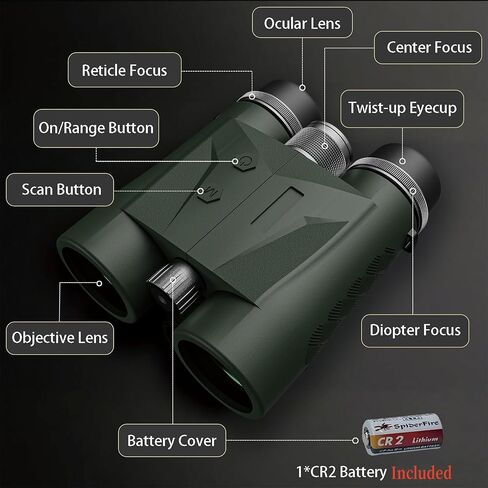 10x42 Hunting Binoculars with Laser Rangefinder, 1968 Yard | 0.15s Fast Ranging, Accuracy ±0.5m, IP65 Waterproof, Included Bino Harness Chest Pack, Ideal for Long Range Hunting & Outdoor in Kuwait