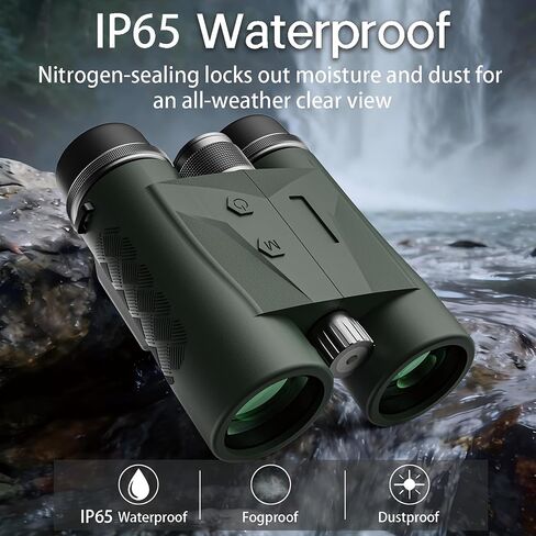 10x42 Hunting Binoculars with Laser Rangefinder, 1968 Yard | 0.15s Fast Ranging, Accuracy ±0.5m, IP65 Waterproof, Included Bino Harness Chest Pack, Ideal for Long Range Hunting & Outdoor in Kuwait