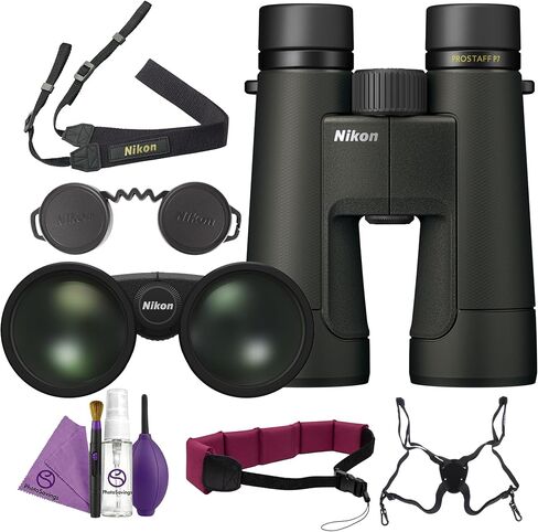Nikon PROSTAFF P7 12x50 Binoculars Waterproof Fogproof Dielectric Phase Coated Bundle with Harness + Cleaning kit + Floating Strap in Kuwait
