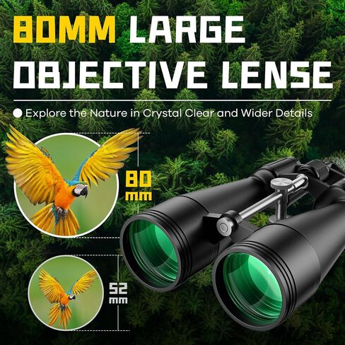 15-35x80 Astronomy Binoculars for Adults, High Powered 35x Zoom HD for Stargazing & Bird Watching, Waterproof Binocular with Tripod Adapter, Ideal Essentials for Cruise Ship, Travel, Camping, Hunting in Kuwait