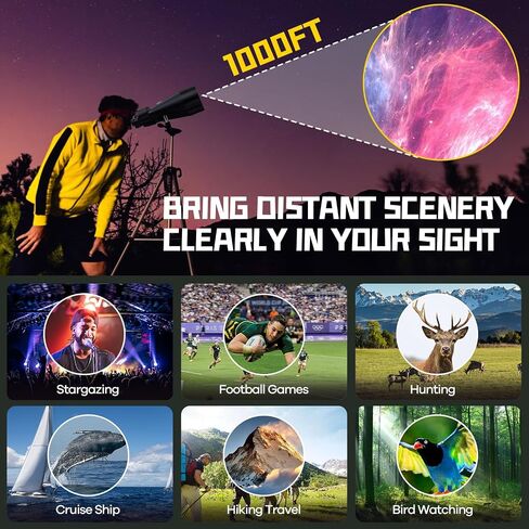 15-35x80 Astronomy Binoculars for Adults, High Powered 35x Zoom HD for Stargazing & Bird Watching, Waterproof Binocular with Tripod Adapter, Ideal Essentials for Cruise Ship, Travel, Camping, Hunting in Kuwait