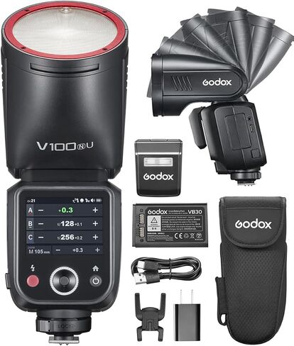 Godox V100 S V100S 100W TTL Flash Strobe Speedlight for Sony Cameras | With SU-1 Sub Flash, 1.7s Recycle Time, 2.4G TTL HSS 1/8000, 2.3in OLED Touchscreen, Buil-in Li-ion, 400 Full Power Flashes in Saudi Arabia