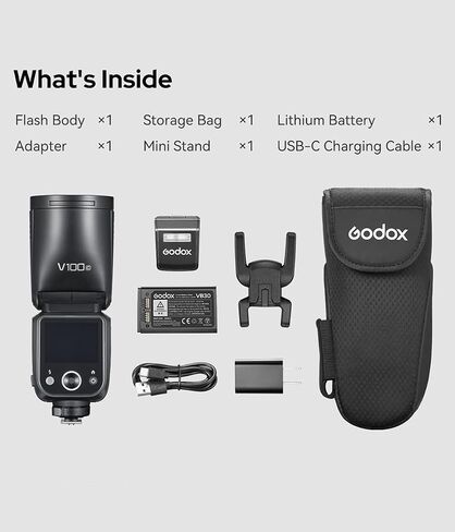 Godox V100 S V100S 100W TTL Flash Strobe Speedlight for Sony Cameras | With SU-1 Sub Flash, 1.7s Recycle Time, 2.4G TTL HSS 1/8000, 2.3in OLED Touchscreen, Buil-in Li-ion, 400 Full Power Flashes in Saudi Arabia