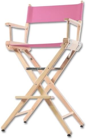 Tall Natural Wood Director’s Chair – Professional Hollywood Makeup Artist & Film Set Chair – Folding Canvas Seat, High Director Chair for Studio, Photography & Hair Stylists (Black Canvas) in Kuwait