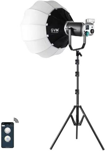 GVM 300W COB LED Video Light Kit with 26'' Lantern Softbox, Photography Lighting in 2700~7500K 12000Lux@1m CRI97+, APP Control 8 Scene Lights, Studio Lights for Photography Film Video Recording in Kuwait