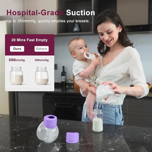 Wearable Breast Pump S12, Electric DoublePump Hands-Free Breastfeeding Pump, 12 Adjustable Suction Levels, Portable Low Noise Hospital-Grade Breast Pump with Carrying Bag, 24mm, 2 Pack, White in Kuwait