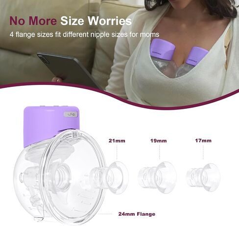 Wearable Breast Pump S12, Electric DoublePump Hands-Free Breastfeeding Pump, 12 Adjustable Suction Levels, Portable Low Noise Hospital-Grade Breast Pump with Carrying Bag, 24mm, 2 Pack, White in Kuwait