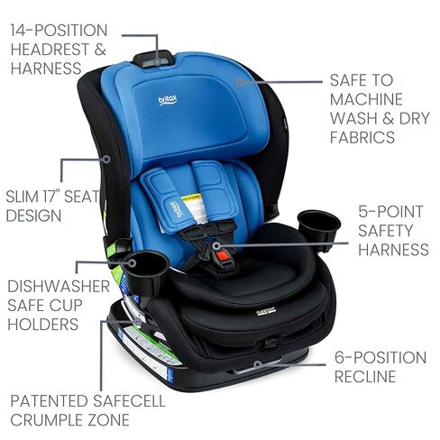 Britax Poplar Convertible Car Seat, 2-in-1 Car Seat with Slim 17-Inch Design, ClickTight Technology, Cobalt Onyx in Kuwait
