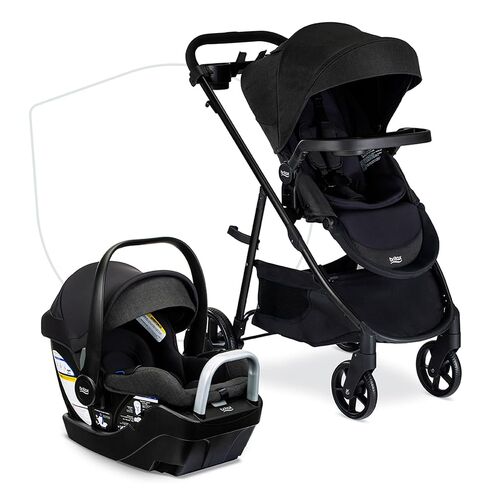 Britax Willow Brook S+ Travel System With Alpine Base — Sand Onyx | Car Seat Stroller Combo; Brook+ Stroller & Willow S Infant Car Seat; ClickTight; Stroller Insert; Parent & Child Trays in Kuwait