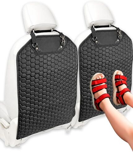 Kick Mat Back Seat Protector - Car Back Seat Cover for Kids Feet - Waterproof & Sturdy Protector for Upholstery from Dirt, Mud, Scratches and Stain (Hexy) in Kuwait
