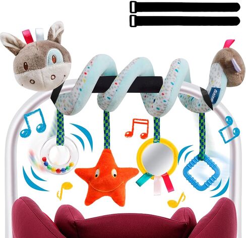 GKDOMS Baby Car Seat Toys Activity Stroller Toy for Boys Girls 0 3 6 9 10 12 Months, Spiral Hanging Plush Toys, Baby Shower Thank You Gifts in Kuwait