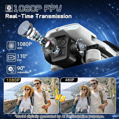 X-shop 1080P Drone with Camera for Adults Beginners, Foldable RC Quadcopter, One Key Start, Gesture Control, Altitude Hold, 360° Flips, 30 Min Flight Time, 2 Rechargeable Batteries, Toy Gift for Kids in Kuwait