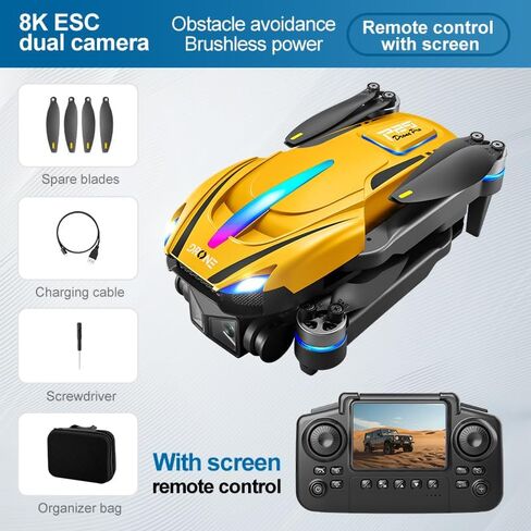 Drone with Camera 1080P HD, Brushless motor FPV Foldable Drone for Adults ，One-Key Take Off/Landing, Intelligent obstacle avoidance，360° Flips, Headless Mode，Optical Flow Positioning in Kuwait