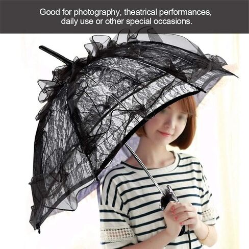 Haofy Mini Lace Umbrella with Exquisite Lace Canopy 55cm Lightweight Metal Frame Parasol for Wedding Photoshoots, Tea Party Events and Theater Performances in Kuwait