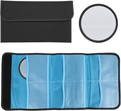 Filter Lens Bag, Shockproof Nylon Storage Pouch for Camera Filters Holds 6 Pcs Square or Round Up to 82mm, Ideal for Photography Equipment Accessory in Kuwait