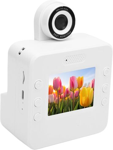 Kids Instant Print Camera 16x Digital Zoom 2.4 Inch Screen 1080P HD Video 180 Degree Rotating Lens 5 Color Prints 22 Frame Designs with MP3 Player Time Lapse for Children in Kuwait