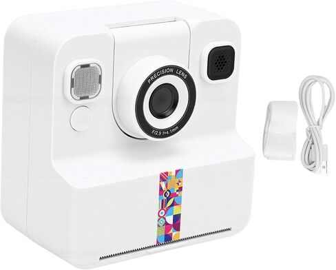 Kids Instant Print Camera 16x Digital Zoom 2.4 Inch Screen 1080P HD Video 180 Degree Rotating Lens 5 Color Prints 22 Frame Designs with MP3 Player Time Lapse for Children in Kuwait