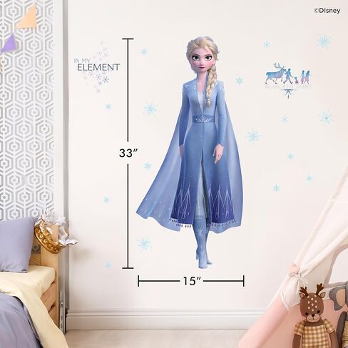 Disney Frozen Elsa Wall Decals - 33" Princess Elsa Wall Vinyl Stickers Bedroom Decor - Peel and Stick Room Decorations in Kuwait