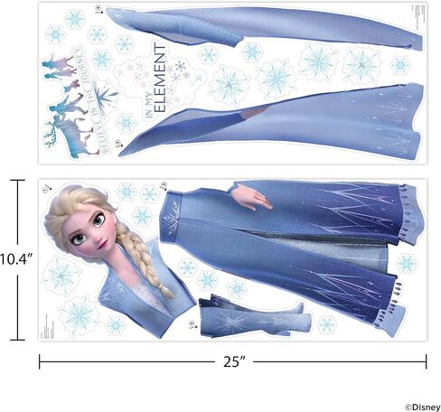 Disney Frozen Elsa Wall Decals - 33" Princess Elsa Wall Vinyl Stickers Bedroom Decor - Peel and Stick Room Decorations in Kuwait